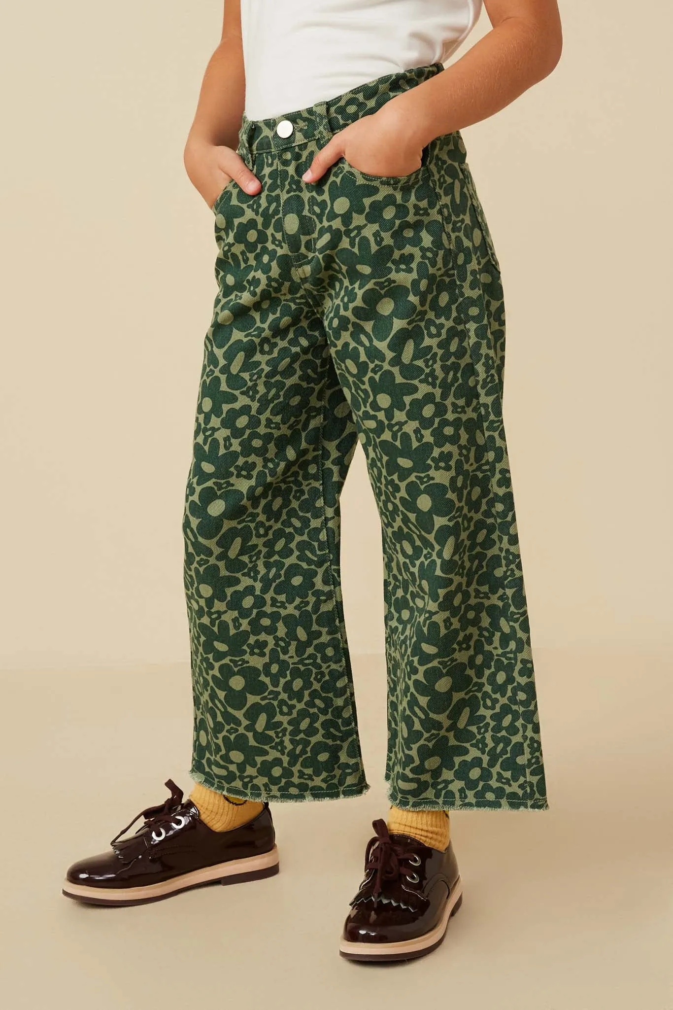Retro Floral Straight Leg Denim Pants