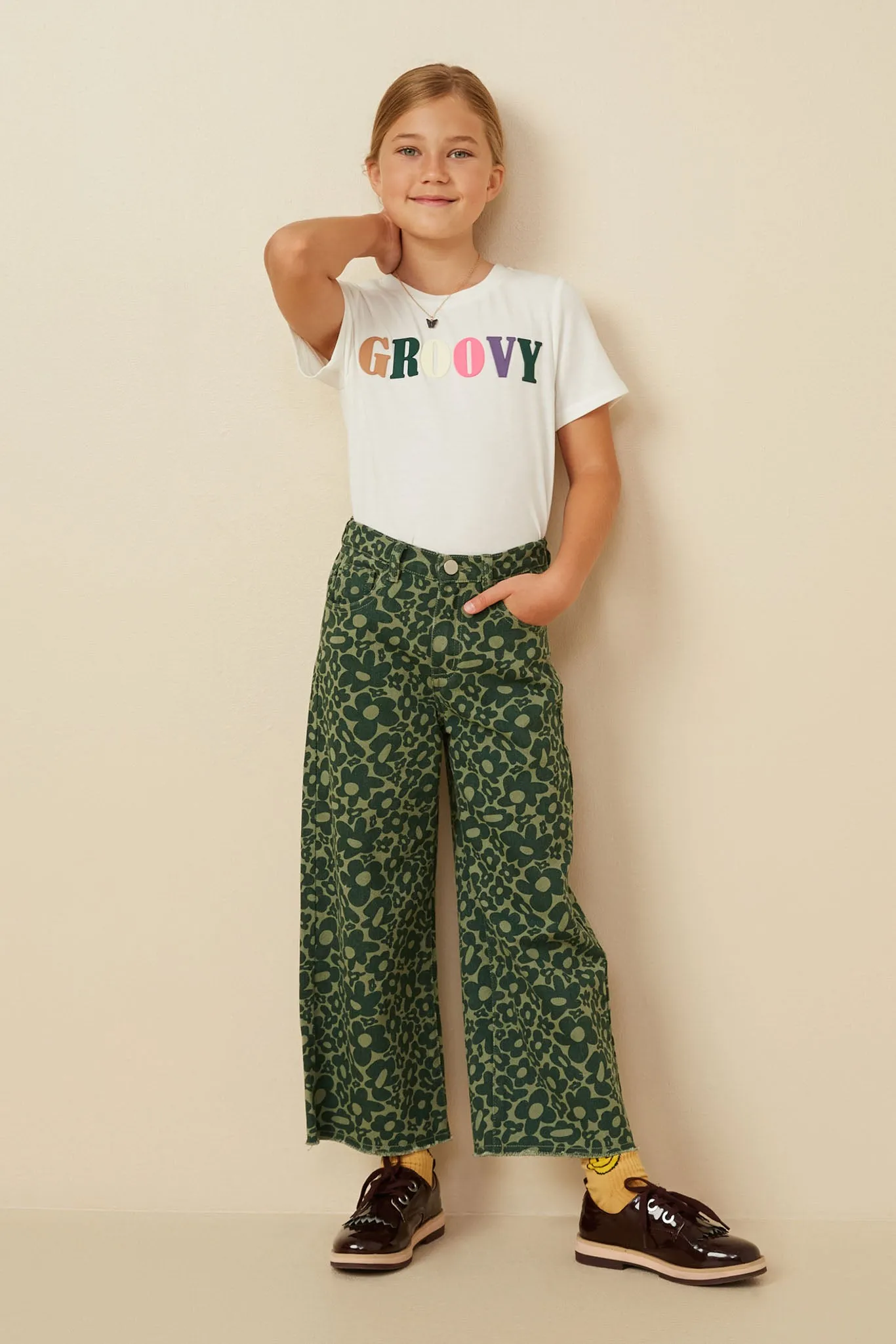Retro Floral Straight Leg Denim Pants