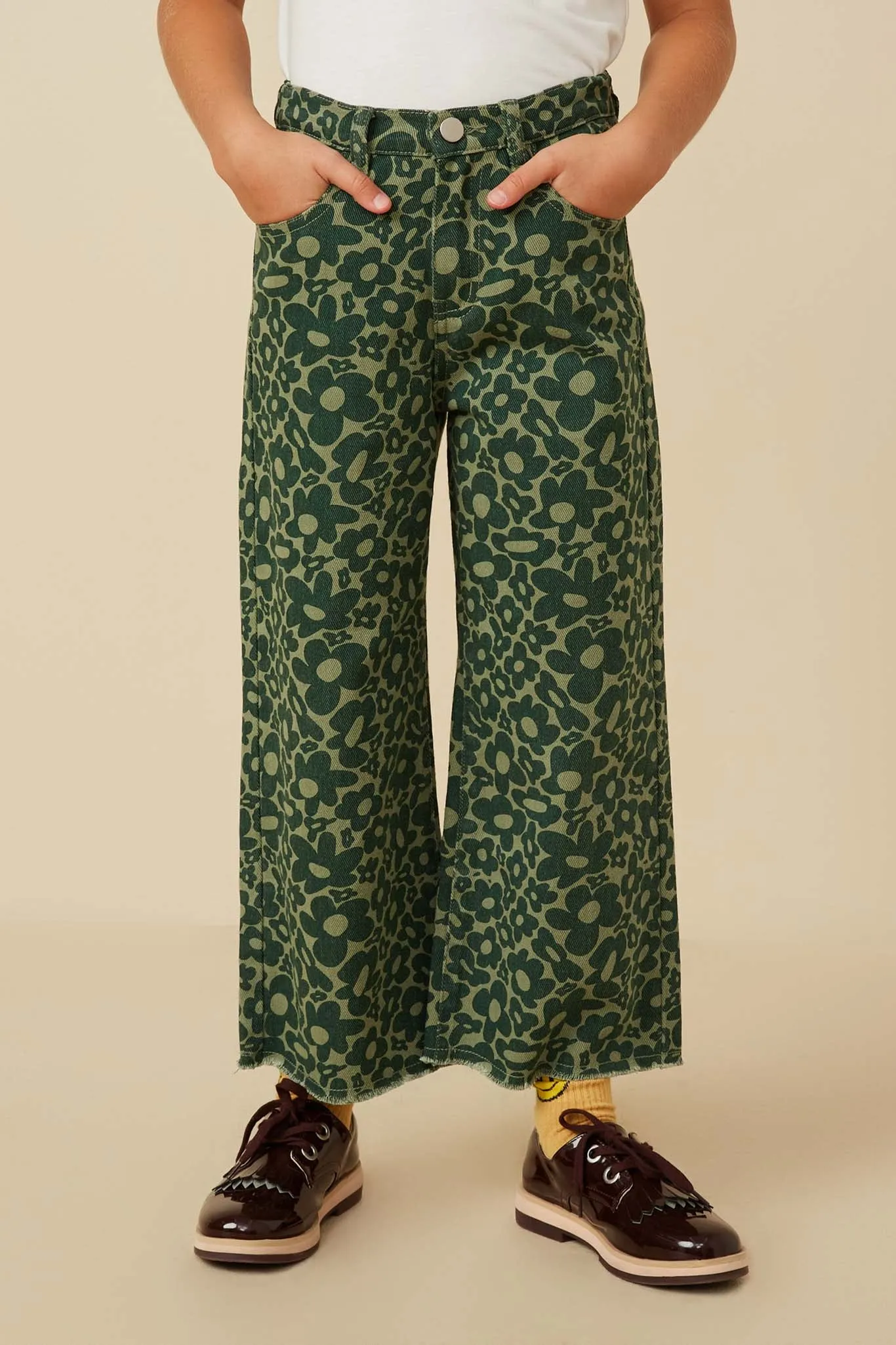 Retro Floral Straight Leg Denim Pants