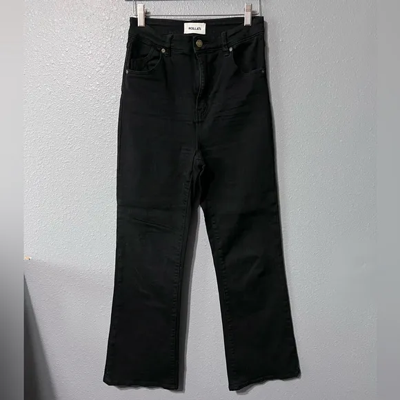 Rolla's Dusters Bootcut High Rise Slim Bootcut Jeans Cropped Hem Sz 27 Black EUC