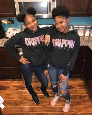 Rose Gold Glitter Drippin | Black Hoodie
