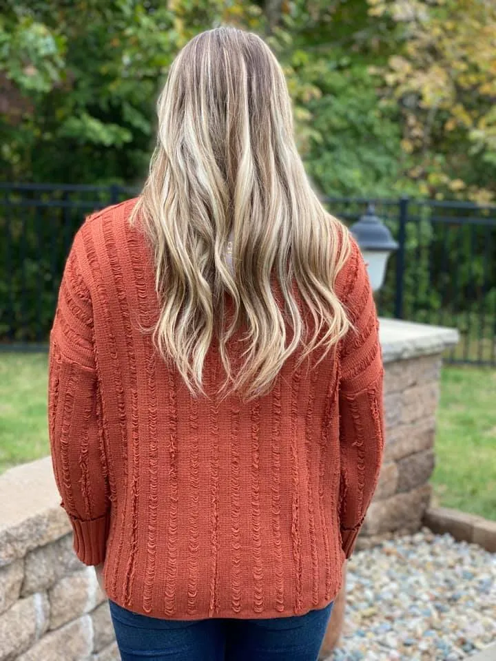 Rust Distressed Sweater