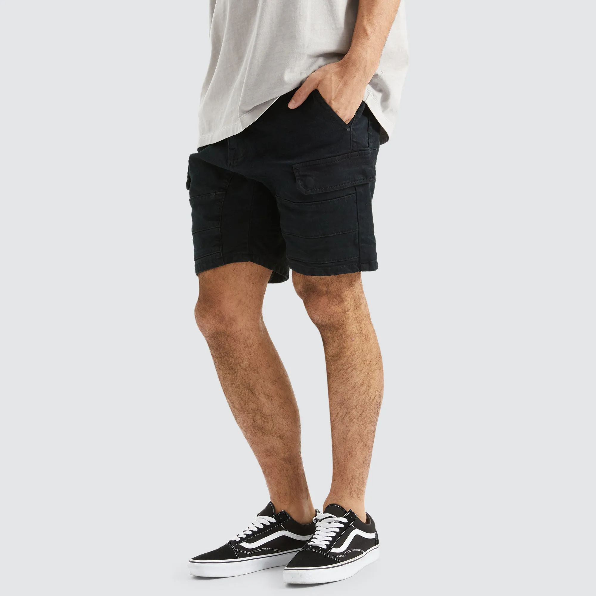 Salem Cargo Short Overdyed Black