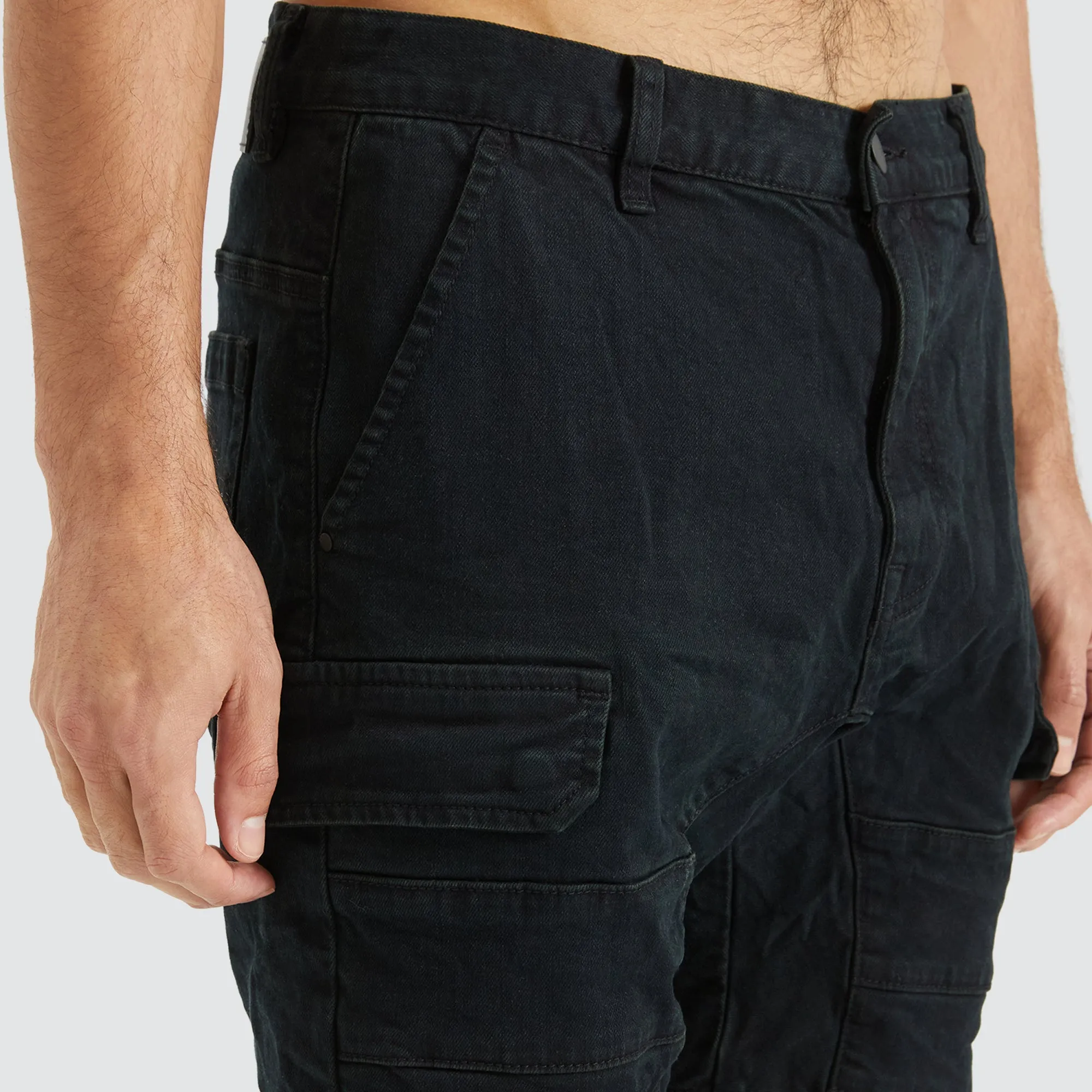 Salem Cargo Short Overdyed Black