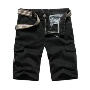 Straight Twill Cargo Shorts - Black 36