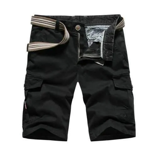 Straight Twill Cargo Shorts - Black 36