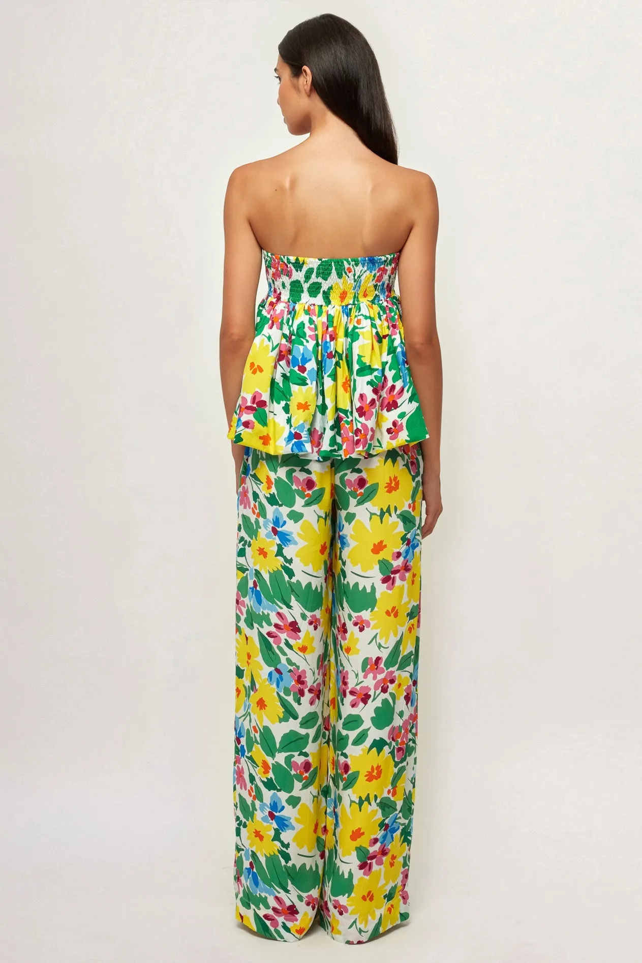 Strapless Ruffled Top | Straight Leg Pant