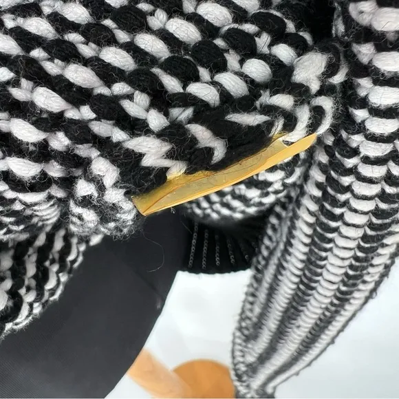 T By Alexander Wang Oversized Black and White Checkered Float V Chunky Sweater