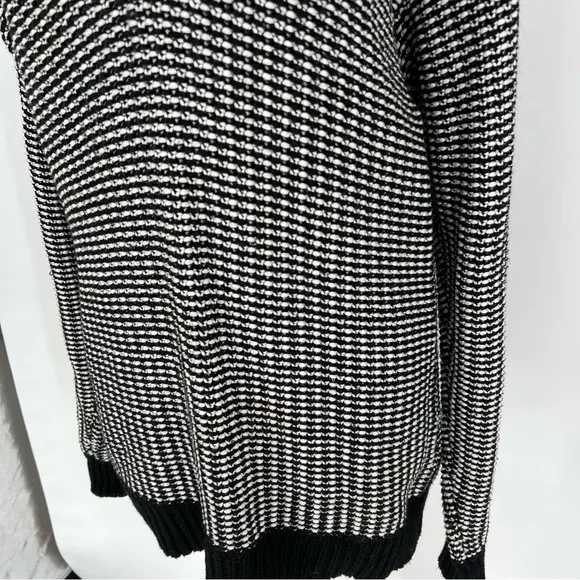 T By Alexander Wang Oversized Black and White Checkered Float V Chunky Sweater