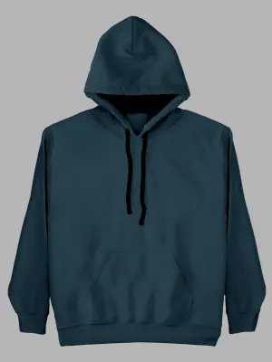Teal Blue Plain Cotton Hoodie for Men & Women