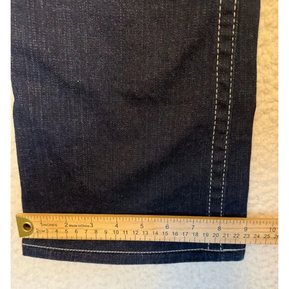 True Religion Becky Bootcut Dark Wash Low Rise Pink Jewels Jeans Size 30