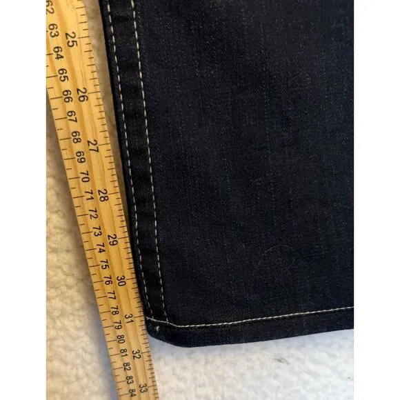 True Religion Becky Bootcut Dark Wash Low Rise Pink Jewels Jeans Size 30