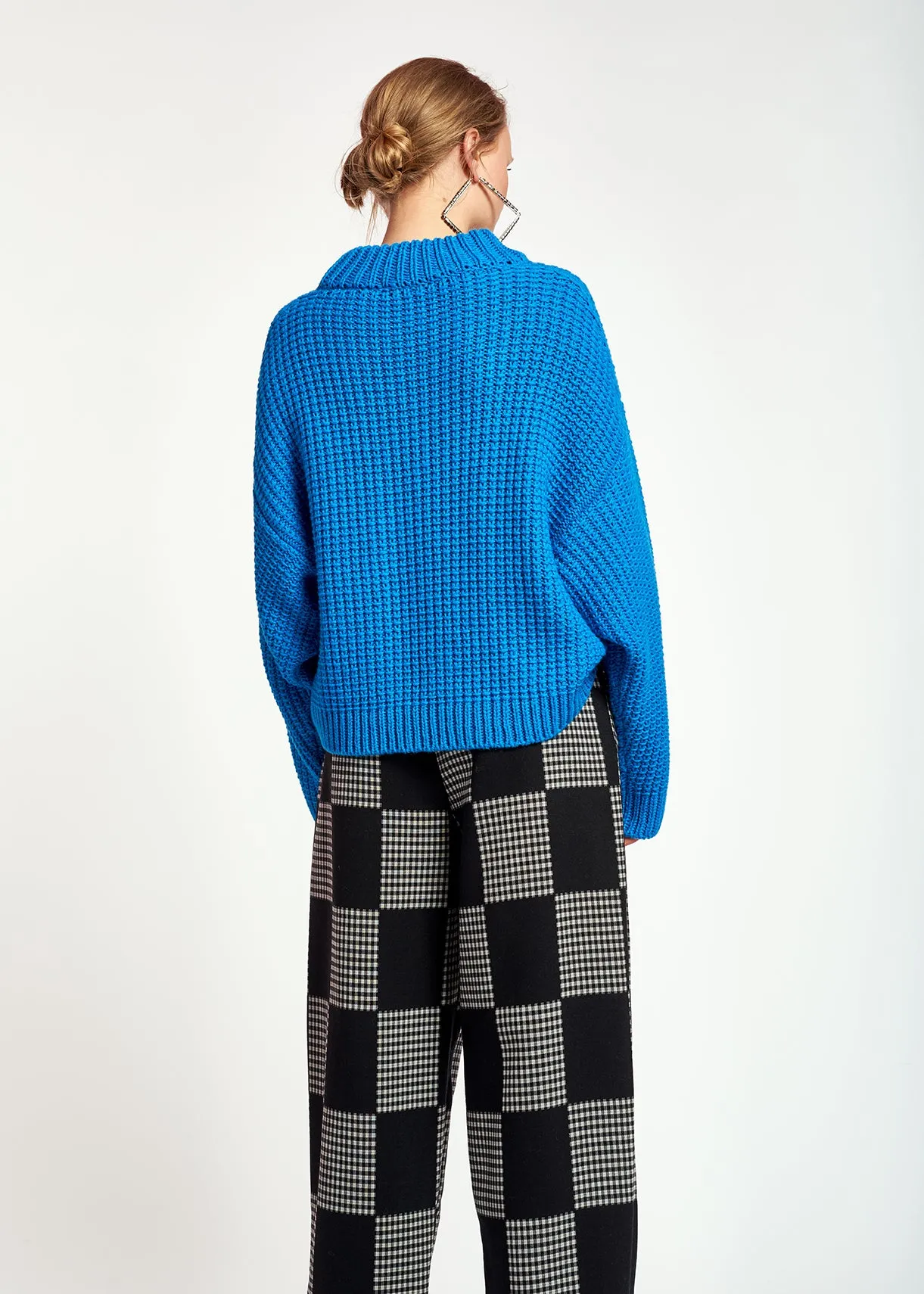 Turquoise knitted boxy sweater