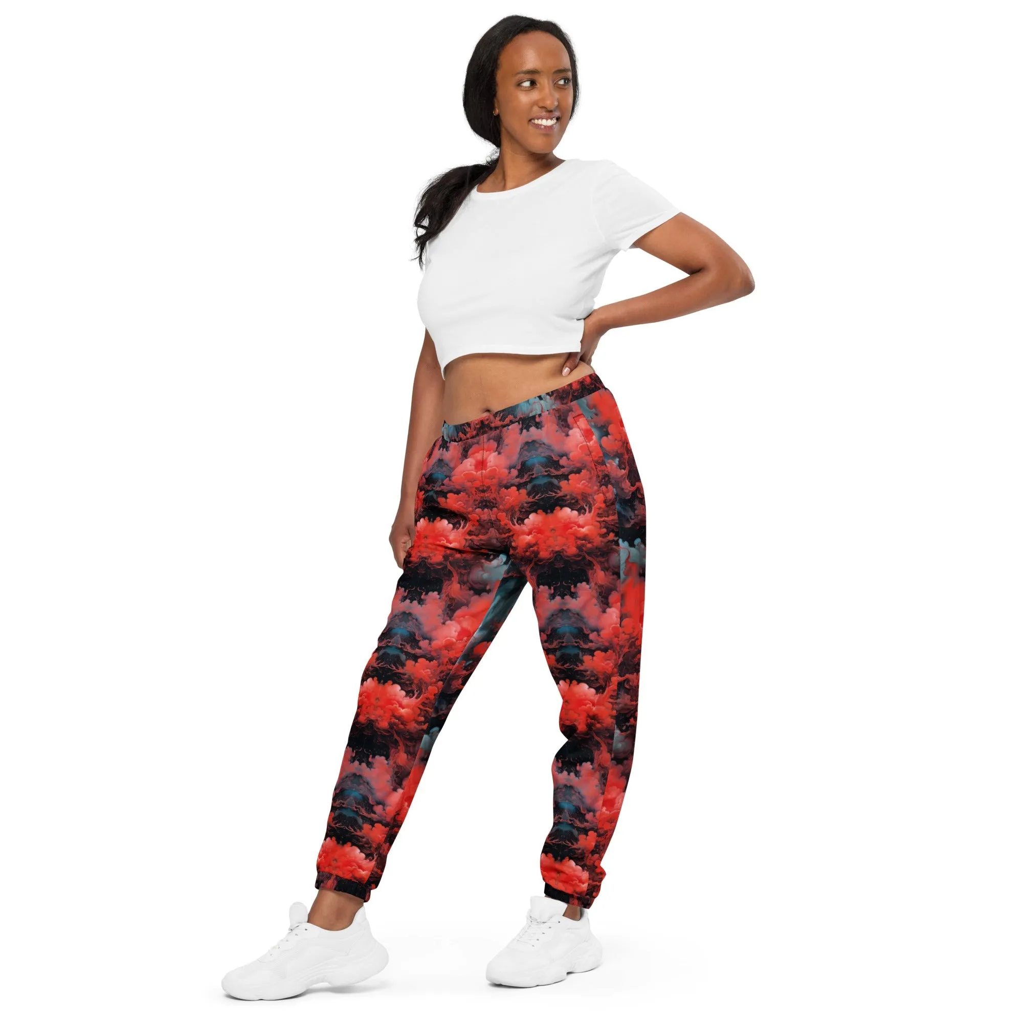 Unisex Track pants - Ethereal Crimson Flow - Dark