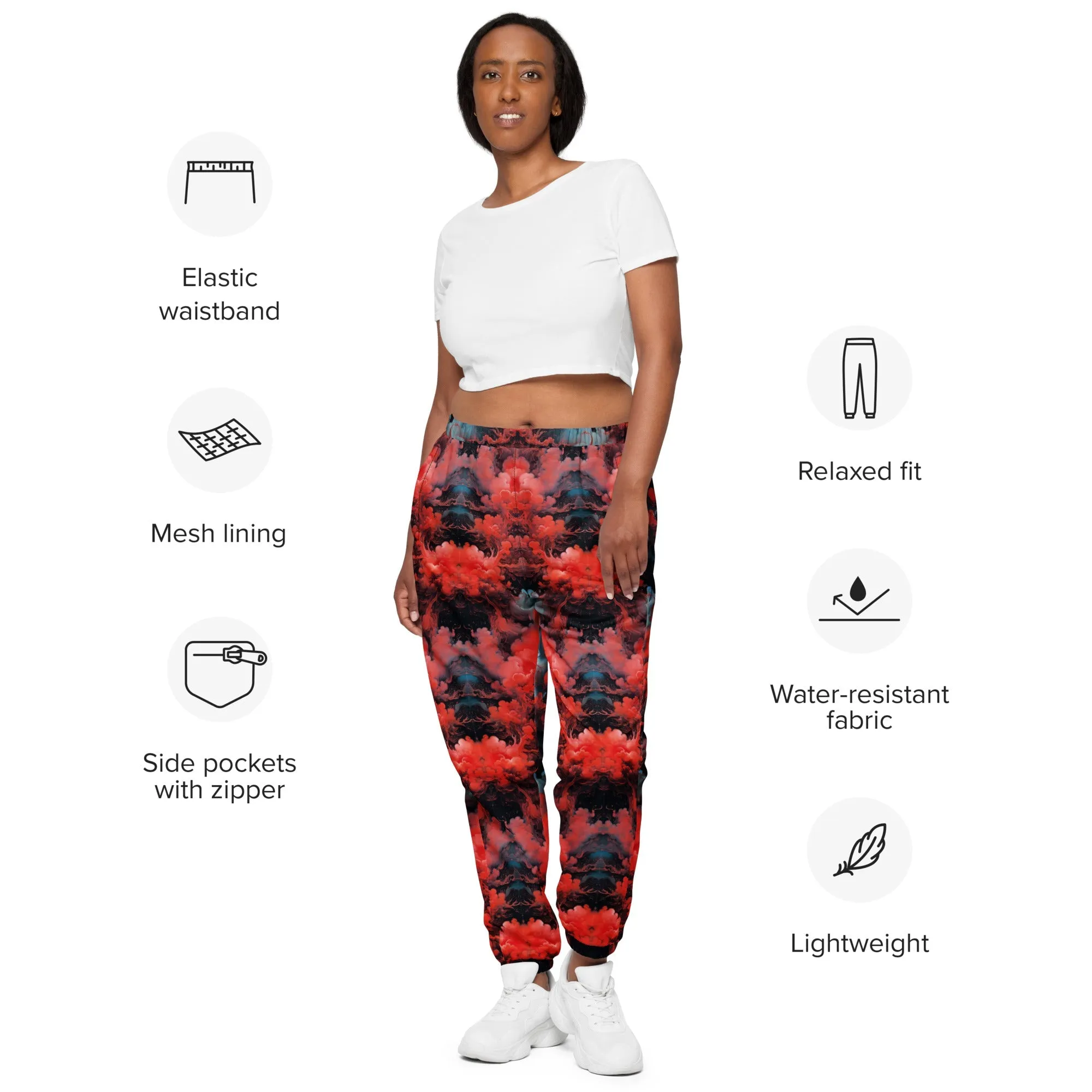 Unisex Track pants - Ethereal Crimson Flow - Dark