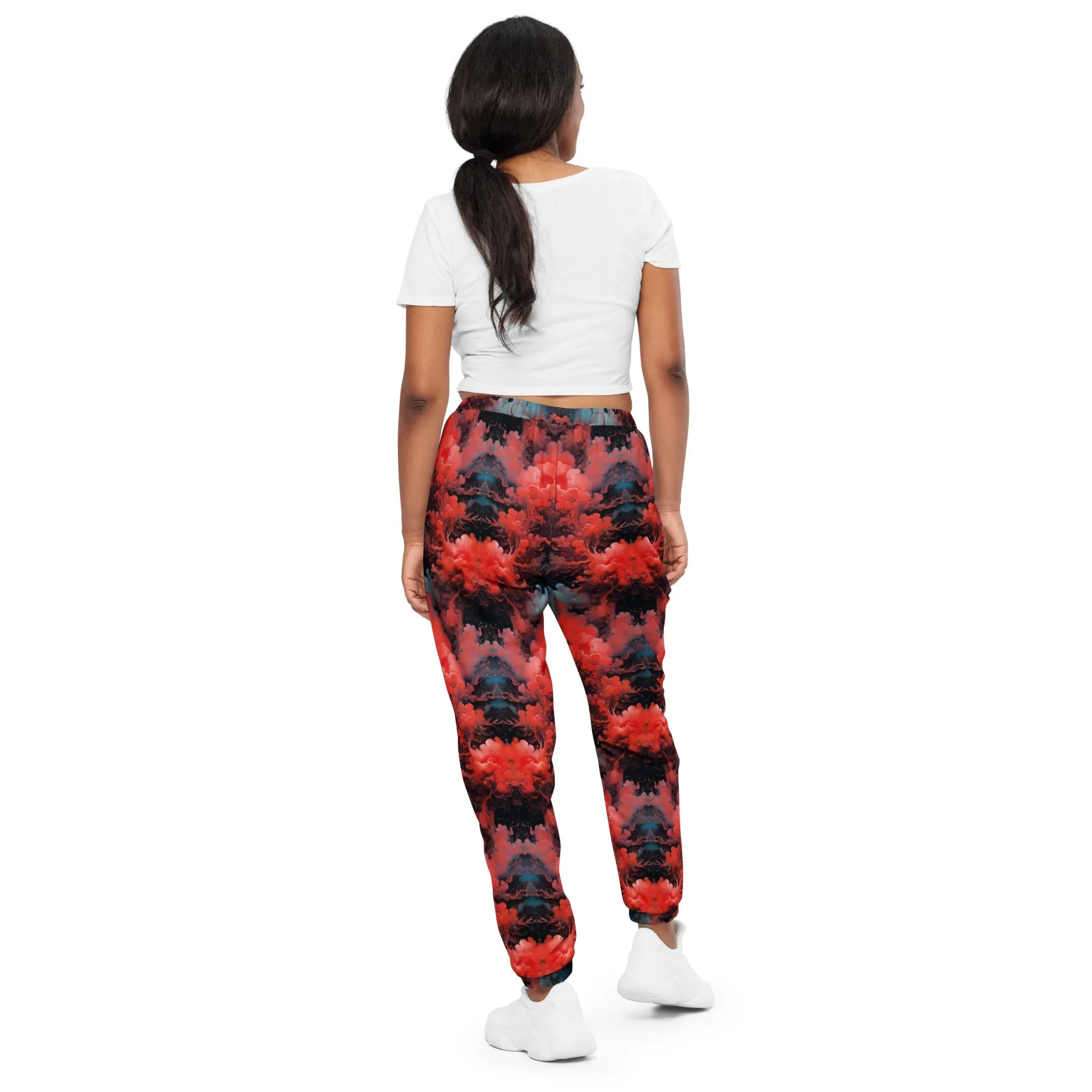 Unisex Track pants - Ethereal Crimson Flow - Dark