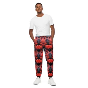 Unisex Track pants - Ethereal Crimson Flow - Dark