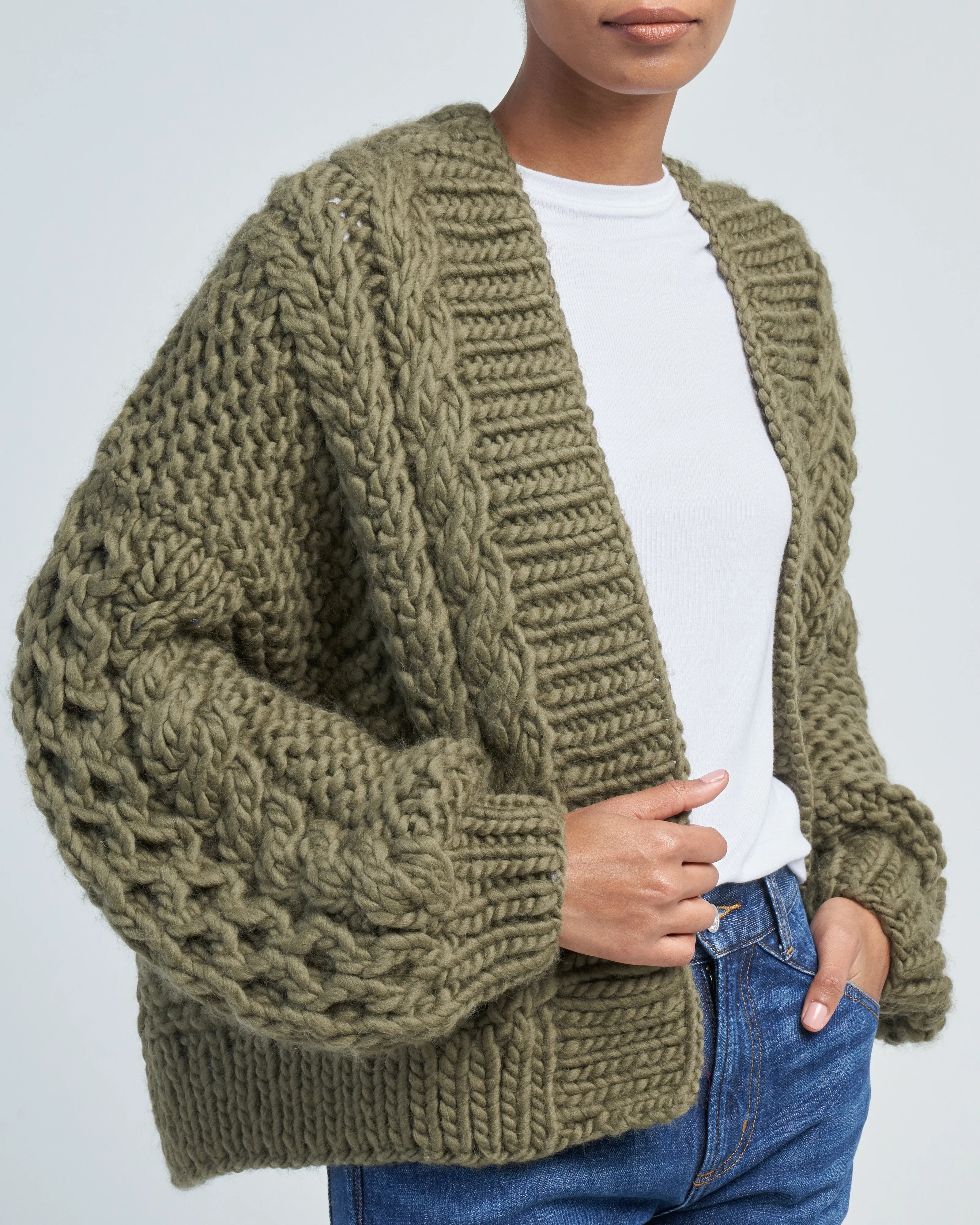 valia mixed stitch bomber