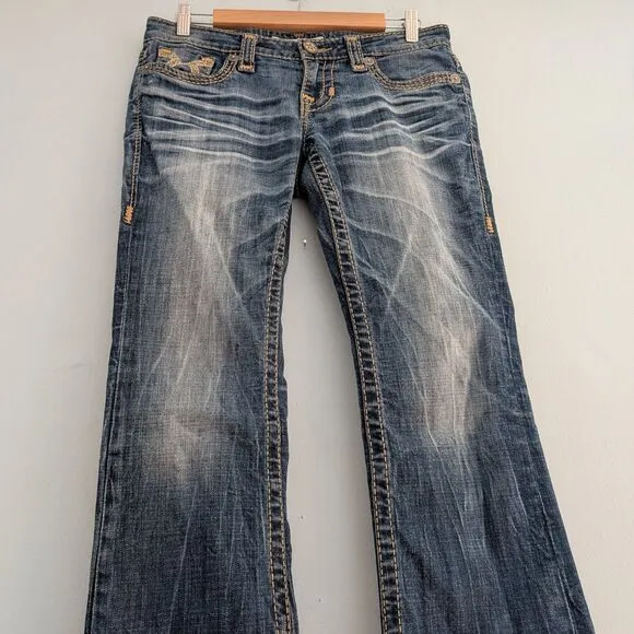 Vintage Y2K Big Star Liv Bootcut Denim Western Embroidered Low Rise Size 27R