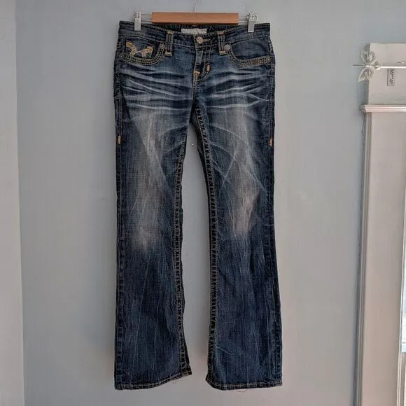Vintage Y2K Big Star Liv Bootcut Denim Western Embroidered Low Rise Size 27R