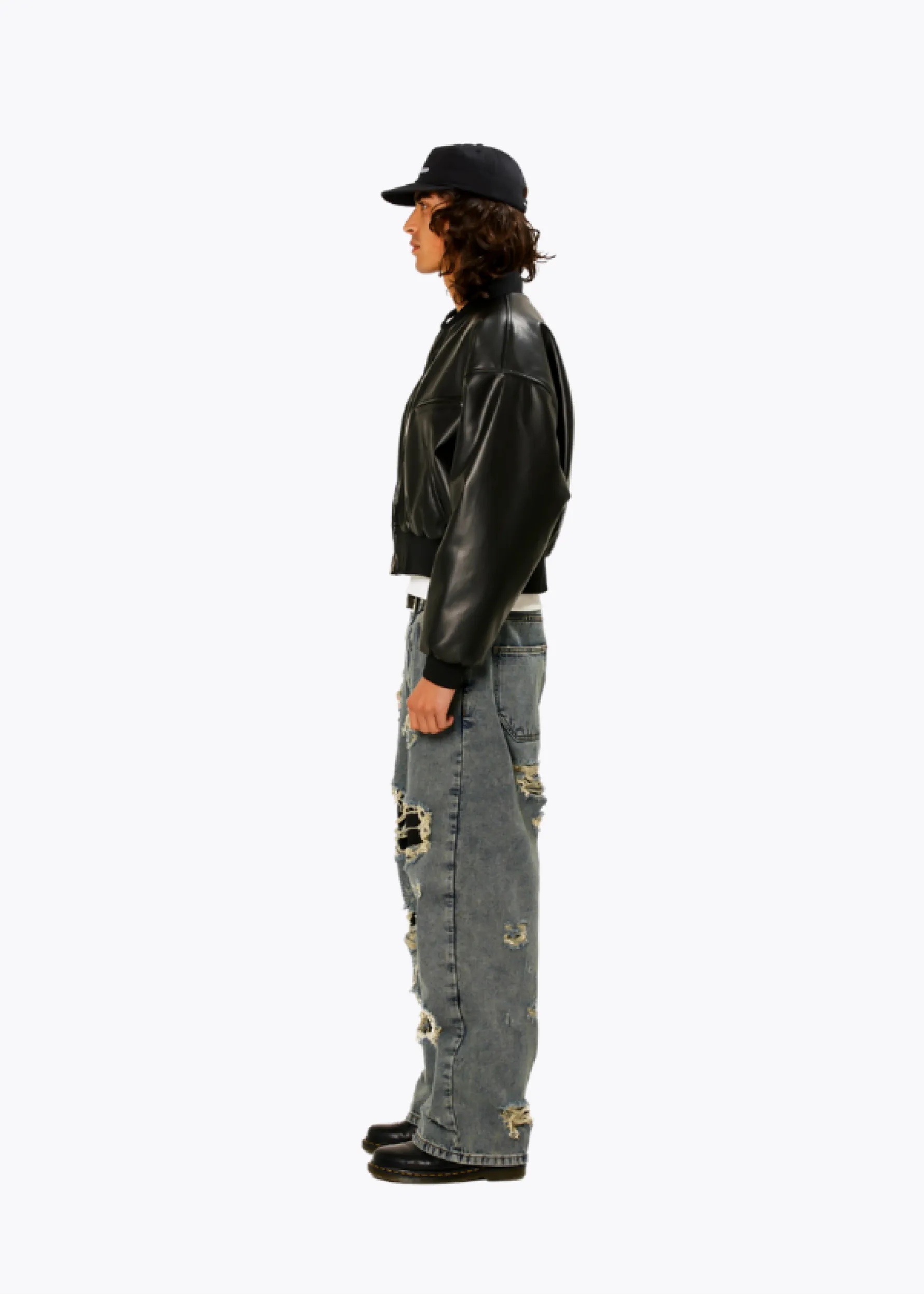 Washed ripped baggy jeans
