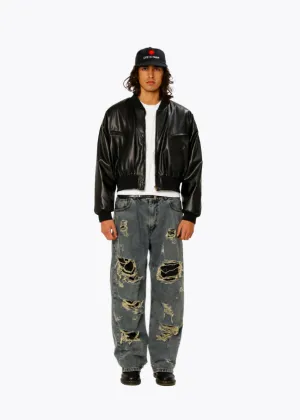 Washed ripped baggy jeans
