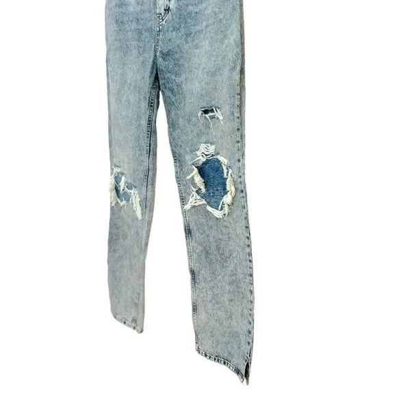 We the Free My Own Lane Distressed Light Wash Bootcut Straight Jeans, Size 29