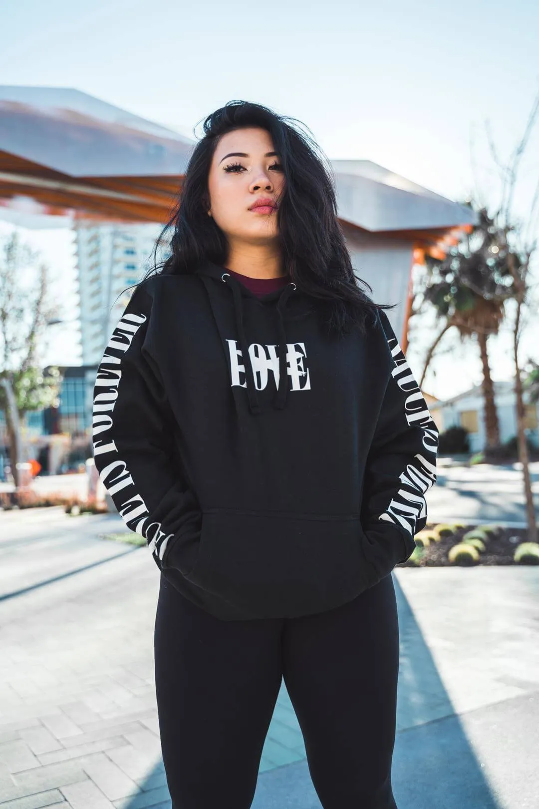 White LOVE | Black Hoodie (White Sauce Is Forever Sleeves)