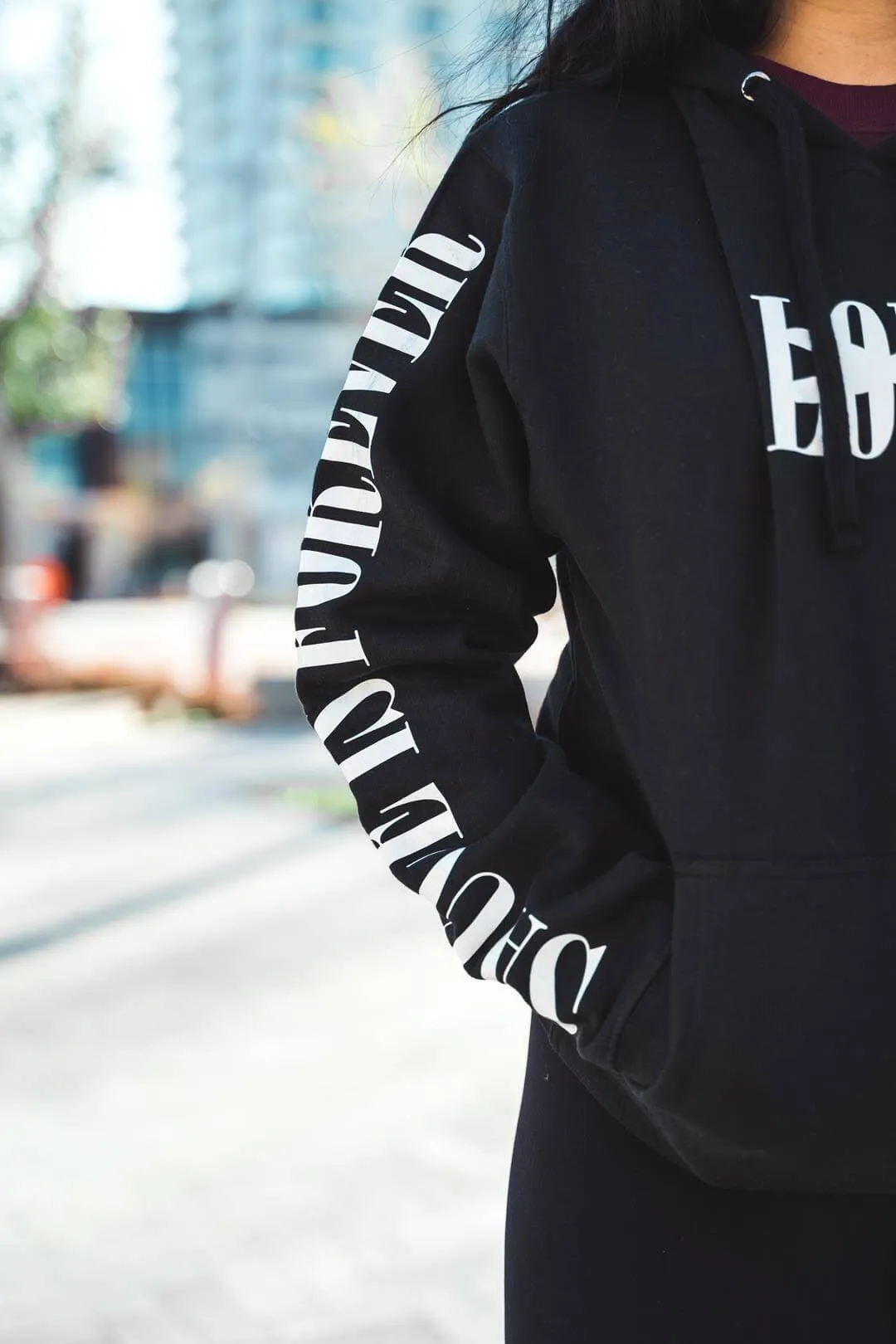 White LOVE | Black Hoodie (White Sauce Is Forever Sleeves)