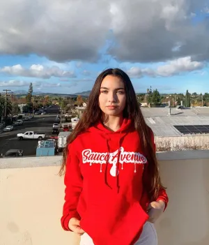 White SA Drip | Red Hoodie