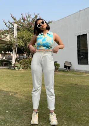 White straight leg pants