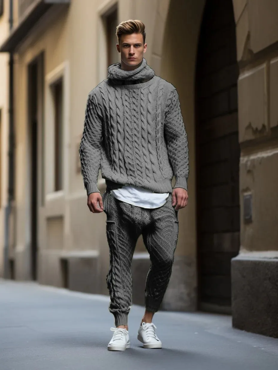 Winter Men's Thick Knitted Set