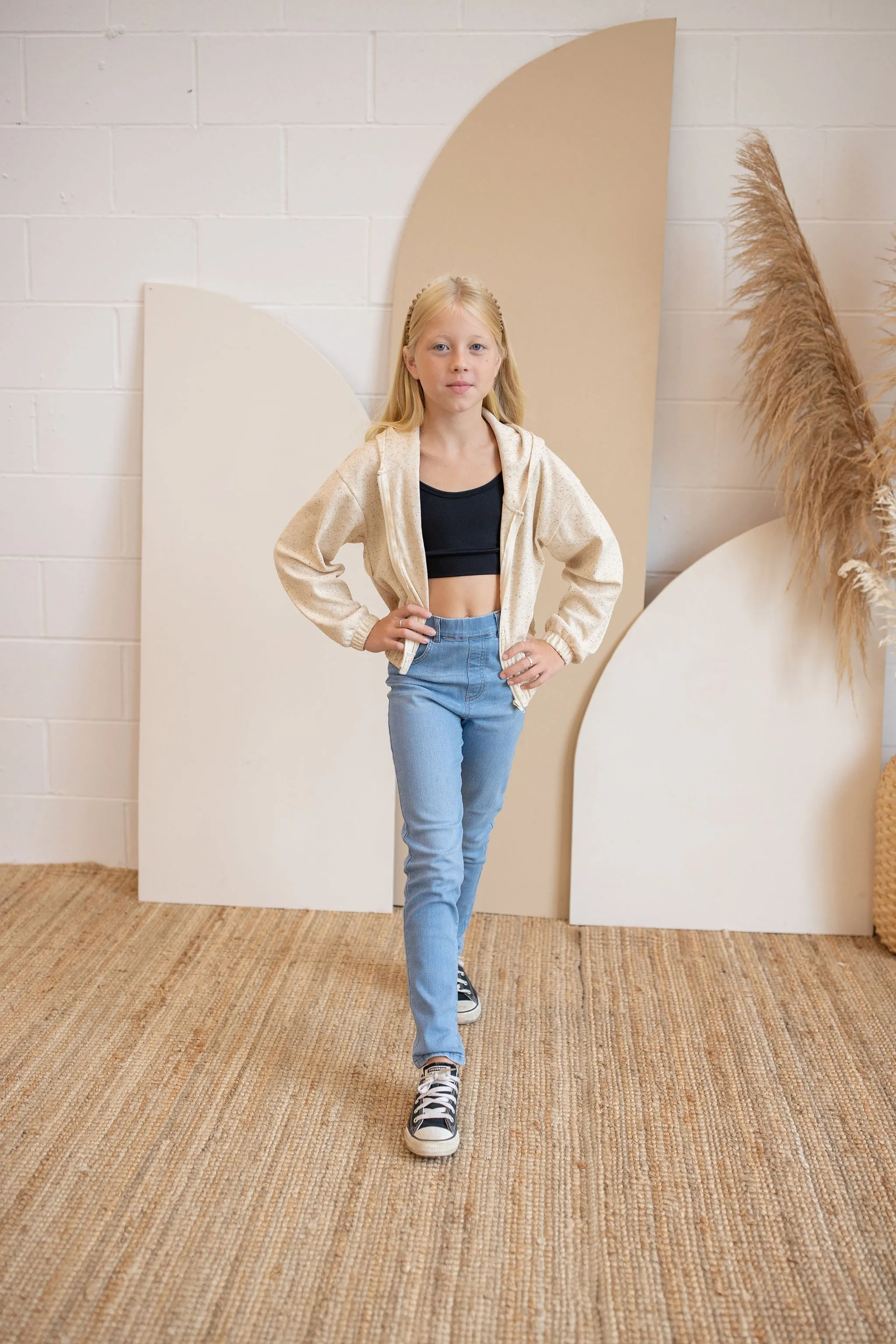 Youth Ribbed Cropped Hoodie