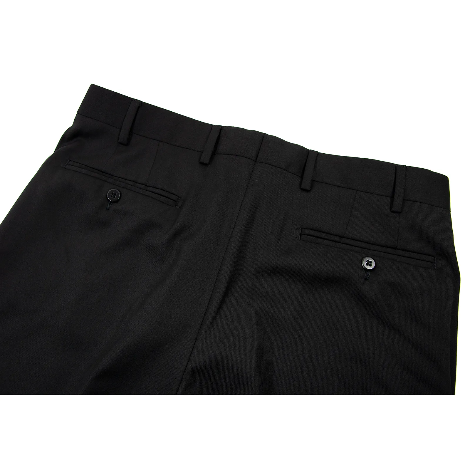 Zanella Todd Jet Black Wool Twill Half Lined Flat Front Dress Pants 33W