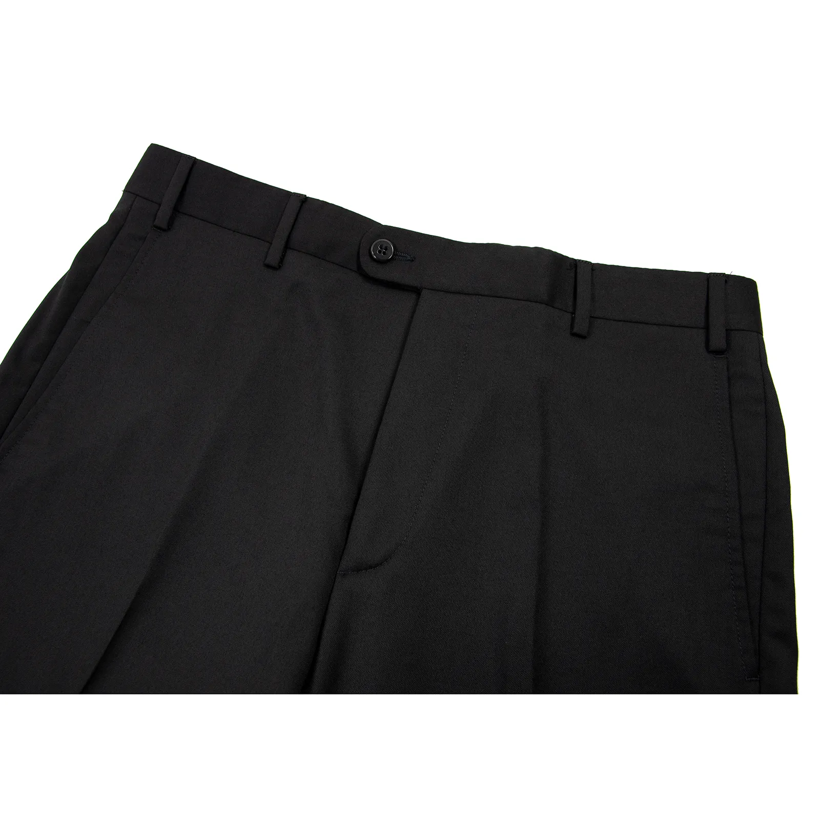 Zanella Todd Jet Black Wool Twill Half Lined Flat Front Dress Pants 33W