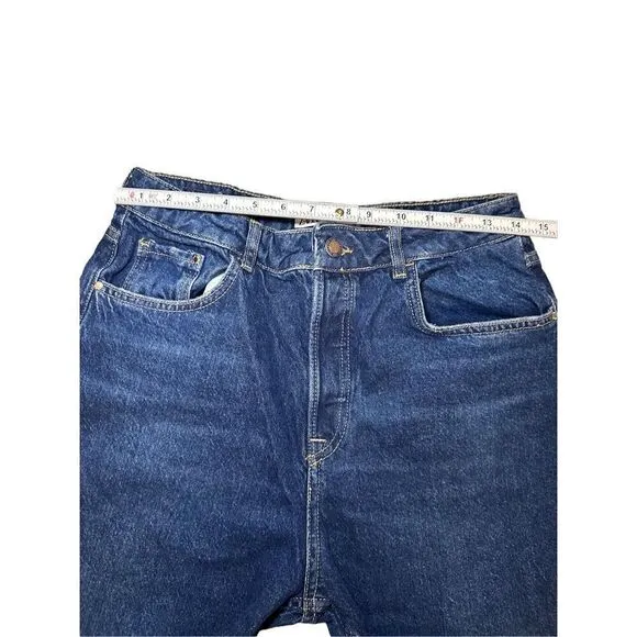 Zara Ripped-Hem Mom Jeans high rise distressed sz 8